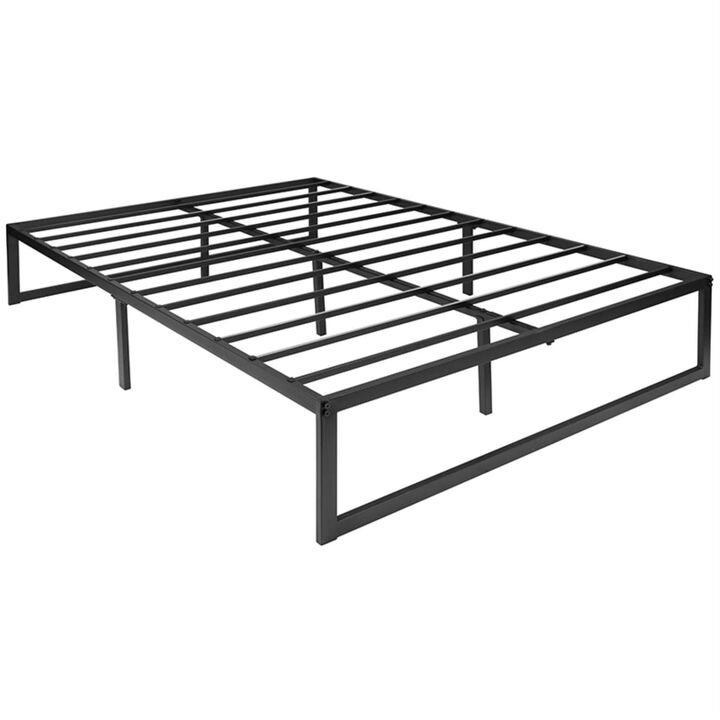 Flash Furniture Lana 14 Inch Metal Platform Bed Frame - No Box Spring Needed with Steel Slat Support and Quick Lock Functionality (Full)