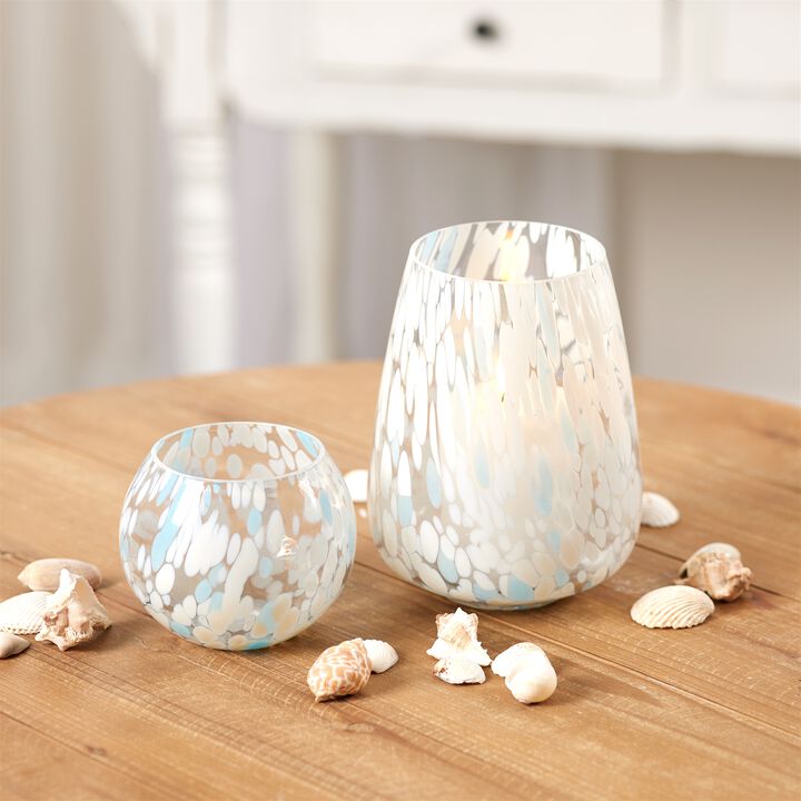 Set of 4 Painted Glass Candle Holder Vases for Tabletop or Shelf Decor