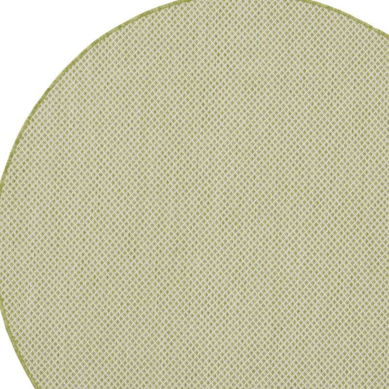 HomeRoots 5' Ivory And Green Round Geometric Indoor Outdoor Area Rug image number 2
