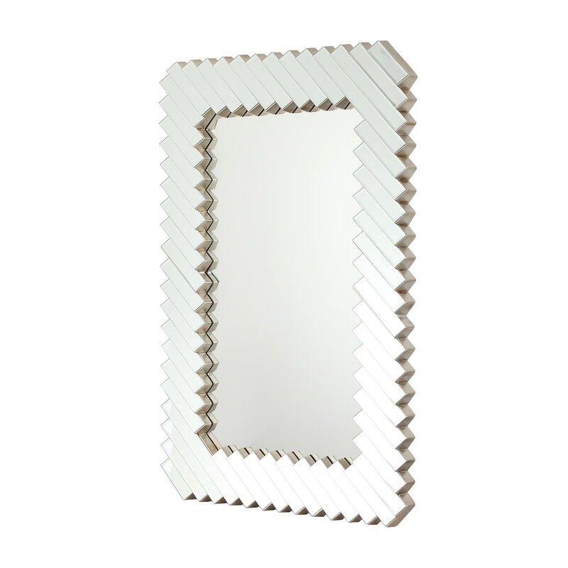 26.8" W &times; 39.3" H Modern Silver Rectangular Bathroom Vanity Wall Mirror