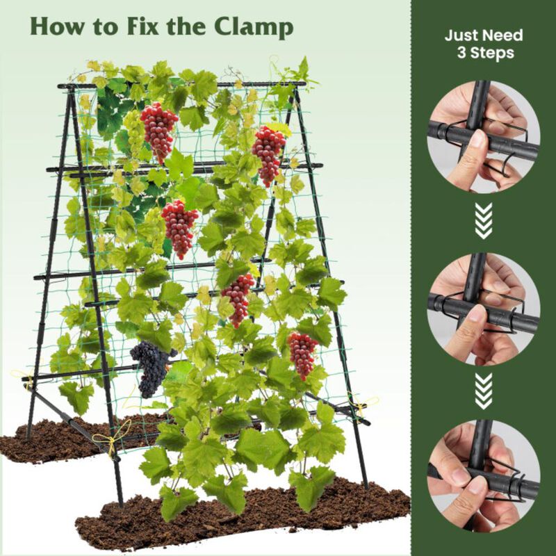Hivvago A-Frame Garden Cucumber Trellis with Netting for Climbing Plants Outdoor