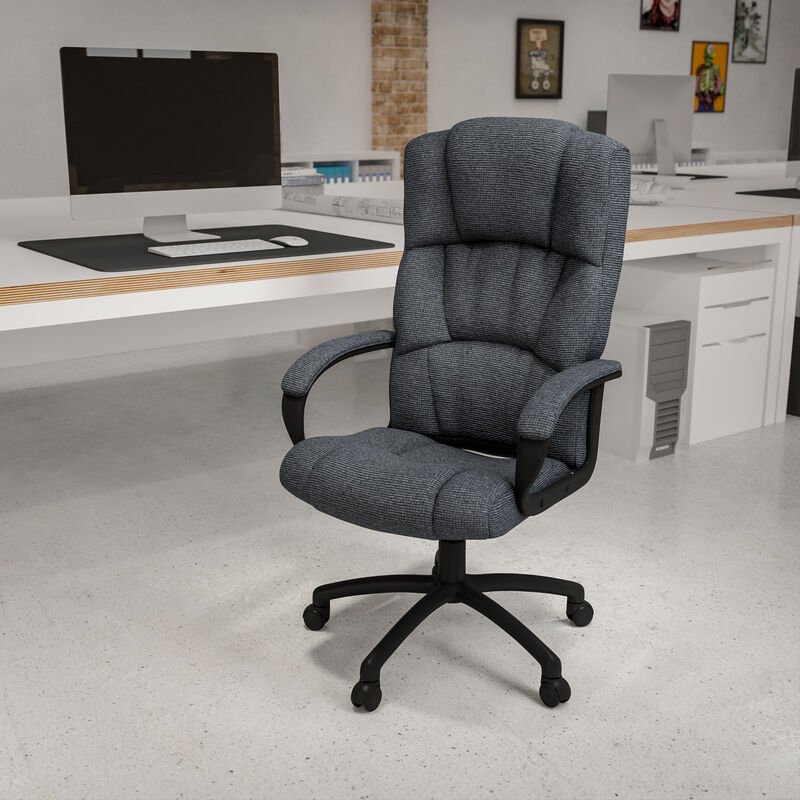 Rochelle High Back Gray Fabric Executive Swivel Office Chair with Arms image number 1