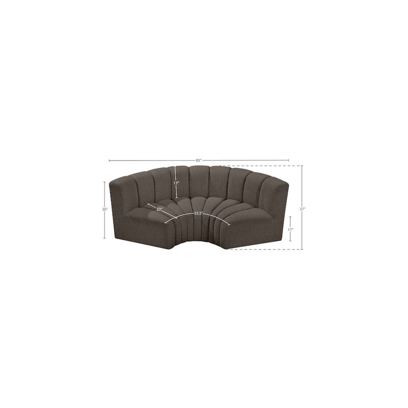 Meridian Furniture Arc Brown Boucle Fabric Modular Sofa