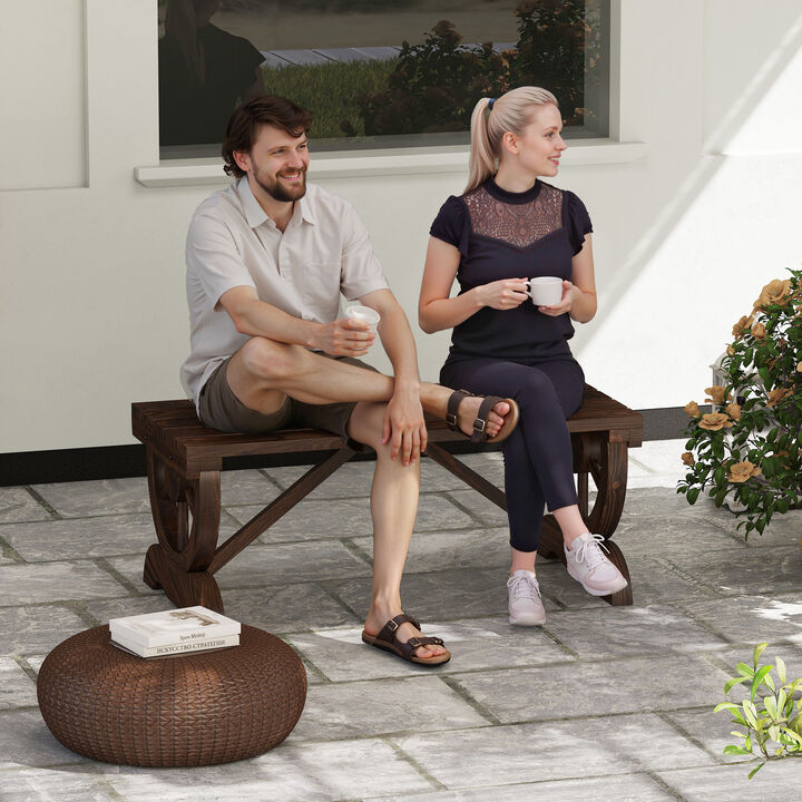 Hivvago 2 Person Wooden Garden Bench Rustic Outdoor Porch Furniture
