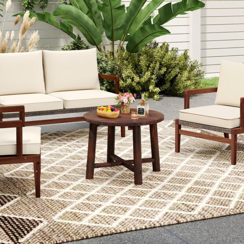 Hivvago Patio End Table with Solid Wood Structure for Garden Deck Poolside and Indoors