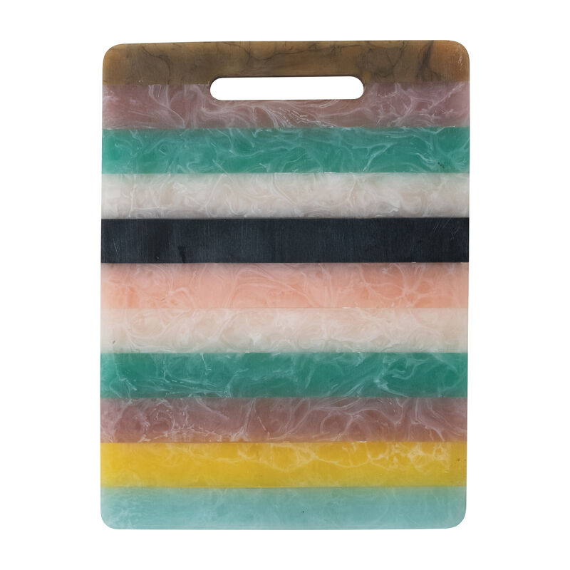 Marbled Resin Striped Cheese and Serving Board with Handle, Multicolor image number 0