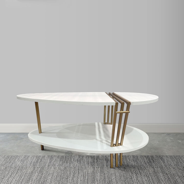 36 Inch Modern Coffee Table, Oval Elliptical Shape