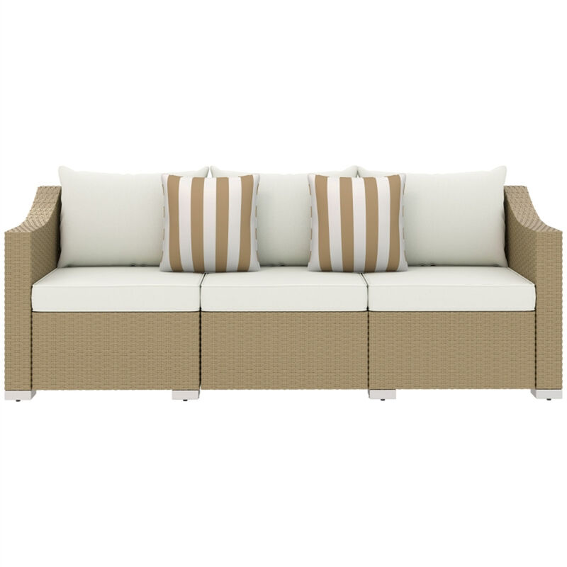 Outdoor Wicker 3-Seater Sofa &ndash; Sturdy and Comfortable Rattan Furniture for Garden or Porch image number 0