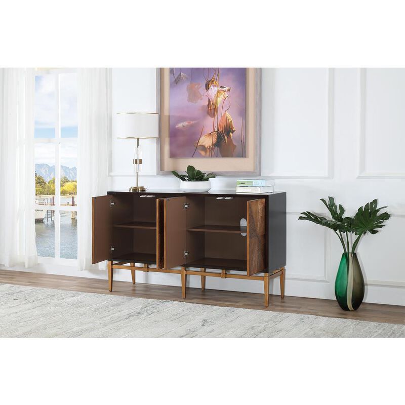 Best Master Furniture Labardi Brown with Antique Gold Accents Wood Sideboard