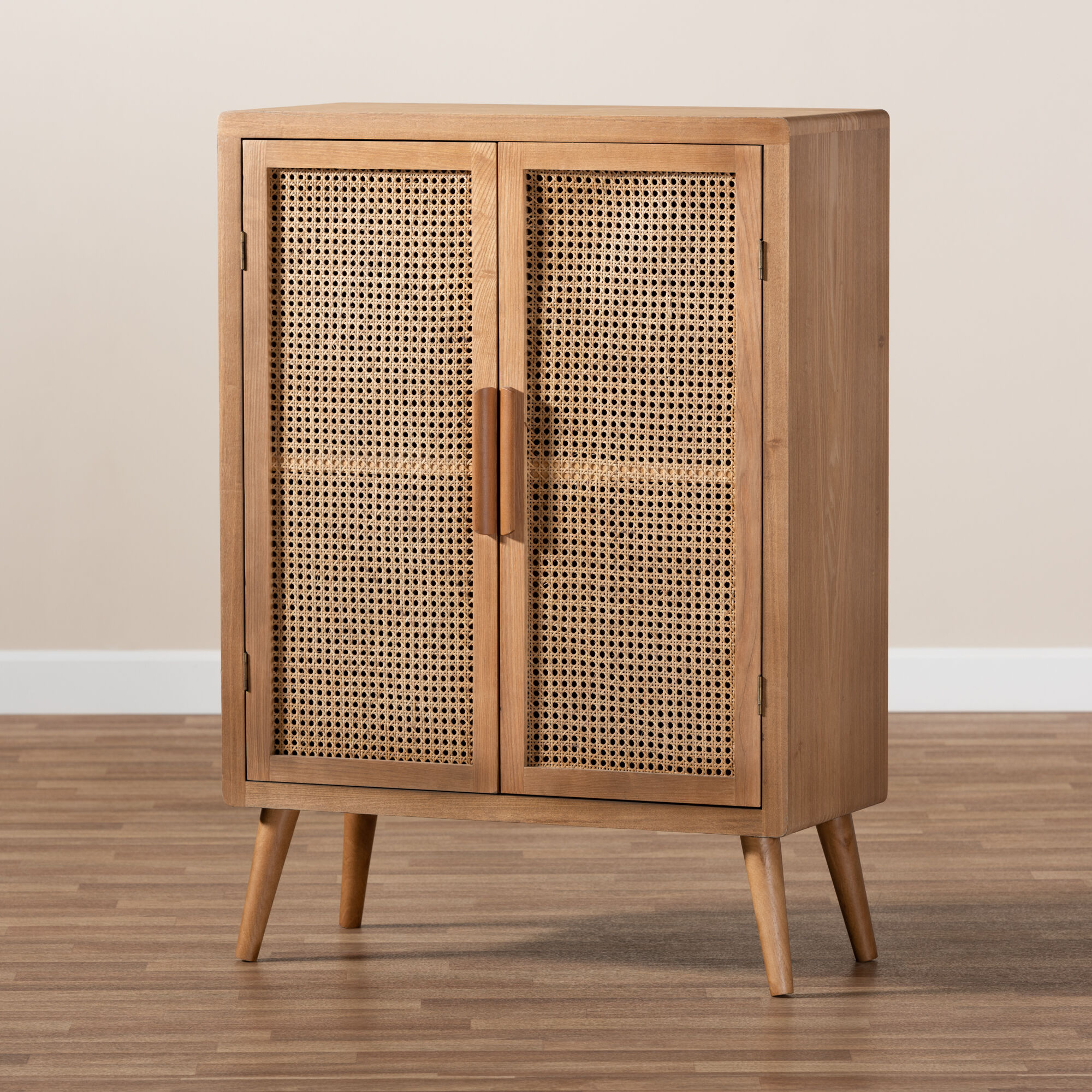 Baxton Studio Alina Mid Century Medium Oak Finished Wood 2 Door
