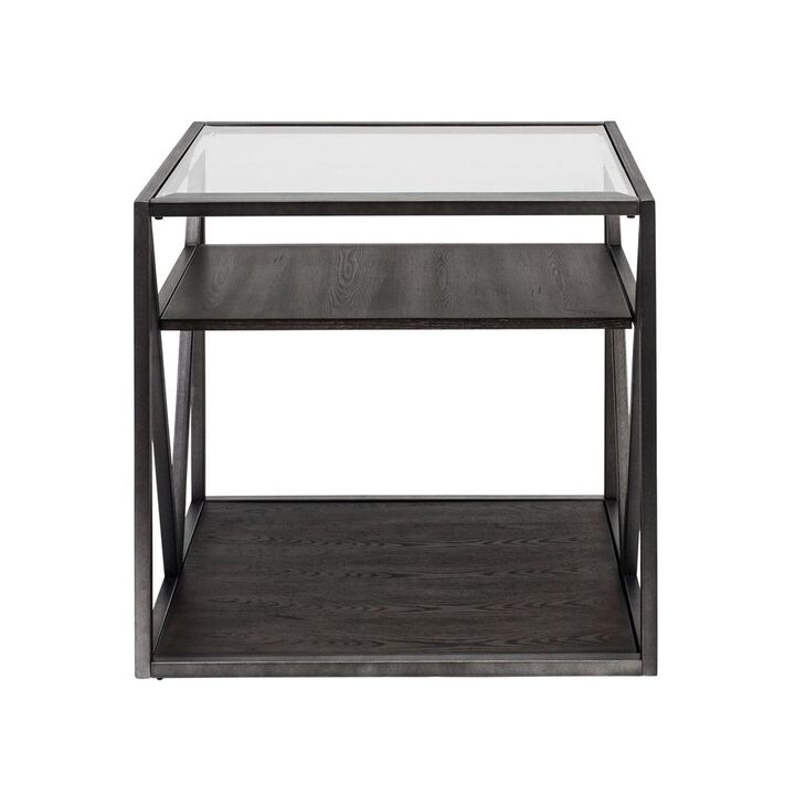 Liberty Furniture Arista End Table in Cobblestone Brown w/ Gray Dusty Wax Hang-up