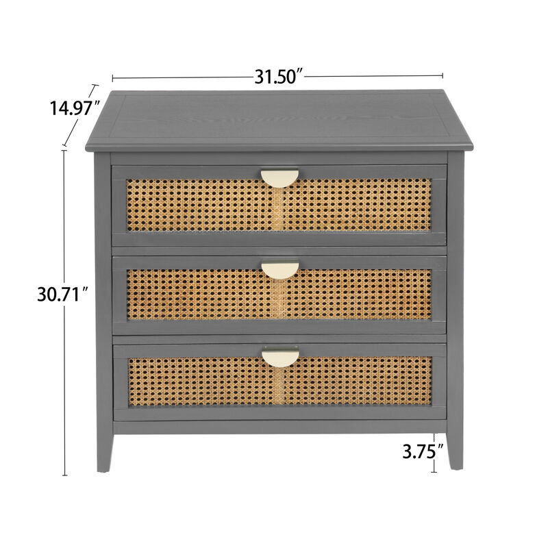 Streamdale 3-Drawer Rattan Cabinet