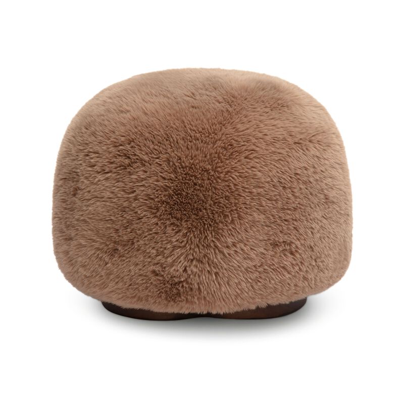 Oopa Cream Contract-Grade Straight Vegan Shearling Swivel Ottoman image number 0
