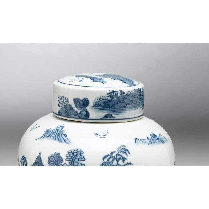 Aa Importing 59748 9 Inch Blue & White Ginger Jar