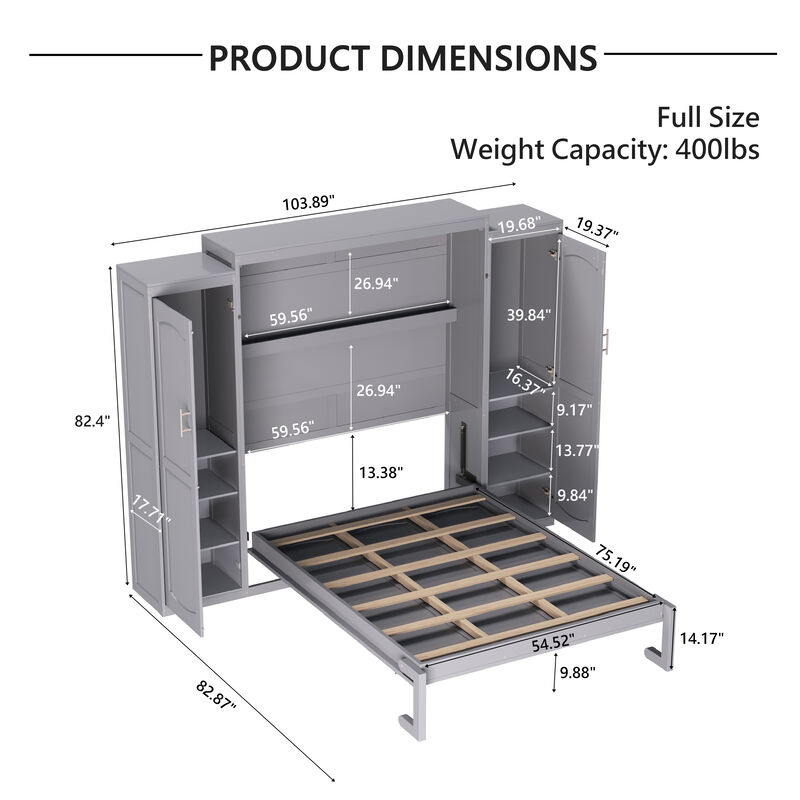 Merax Murphy Bed with 2 Wardrobe and Storage Shelf