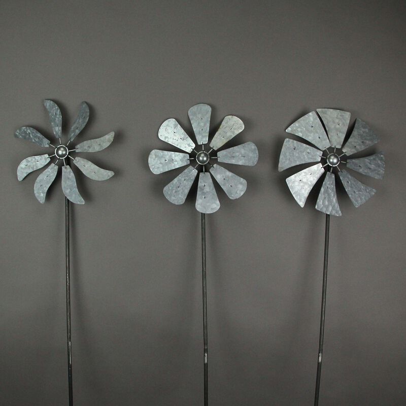 41 Inch Metal Kinetic Wind Spinner Garden Stakes Outdoor Decorations Set of 3 image number 1