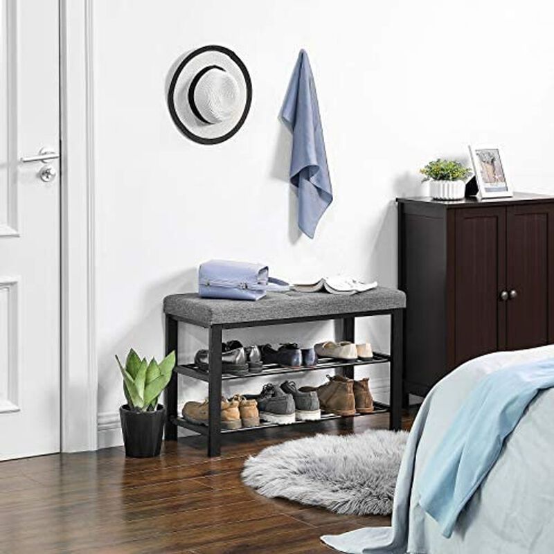 Wooden Shoe Rack Bench with Soft Cushion &ndash; Entryway Organizer with Comfortable Seating and Storage Space