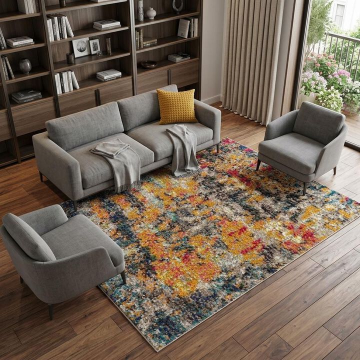 HomeRoots Abstract Non Skid Area Rug