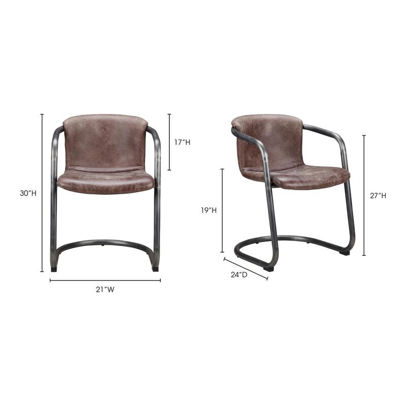 Rustic Brown Leather Dining Chair - Freeman Collection (Set of 2), Belen Kox