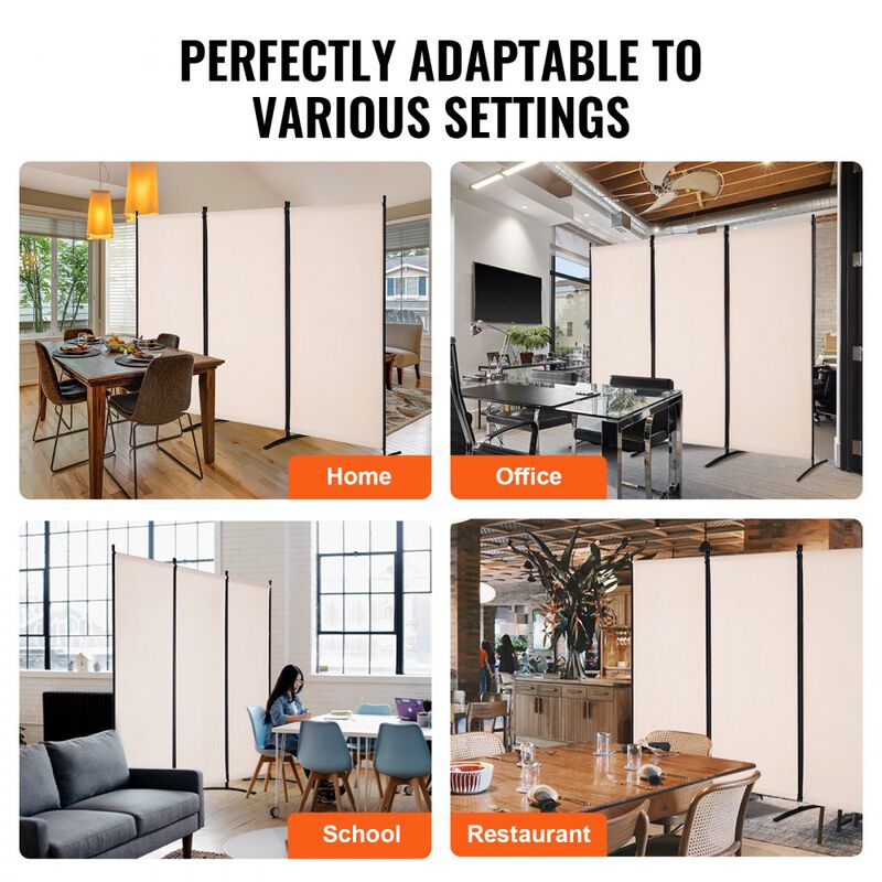 Foldable 3 Panel Room Divider Screen Portable Privacy Partition for Room Separation Office Bedroom-Beige image number 4