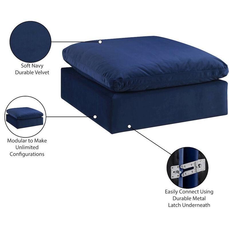 Meridian Furniture Comfy Navy Velvet Modular Ottoman