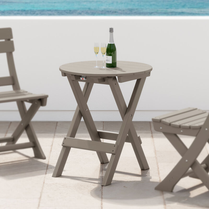 WestinTrends HDPE Outdoor 24.5 Inch Round Portable Folding Patio Dining Table