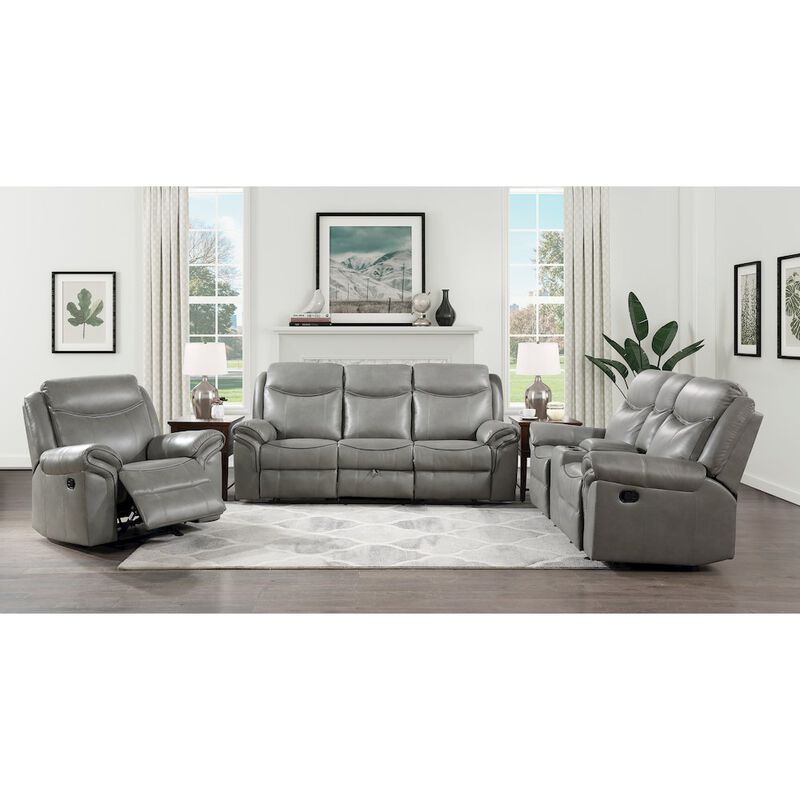 Lexicon Aram Faux Leather Glider Reclining Chair In Gray