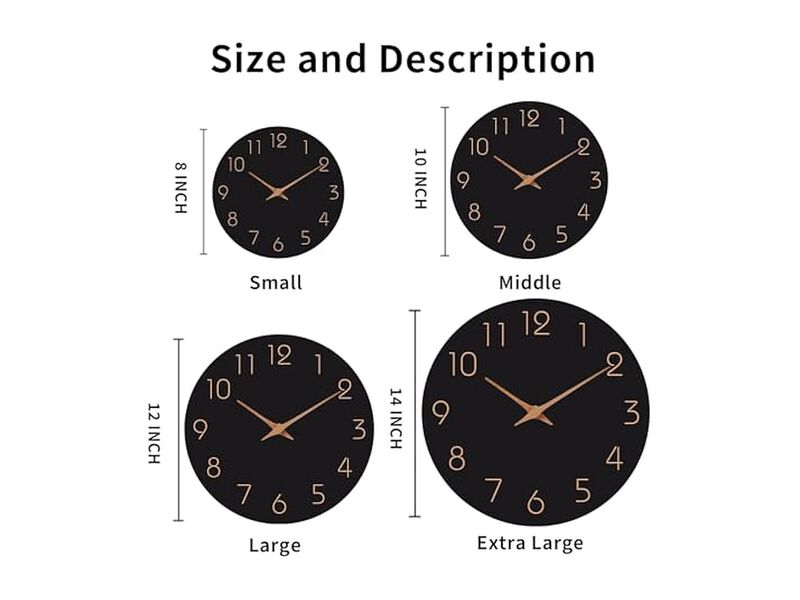 Black Simple Minimalist Wall Clock 12 Inch Silent Non Ticking Modern image number 1