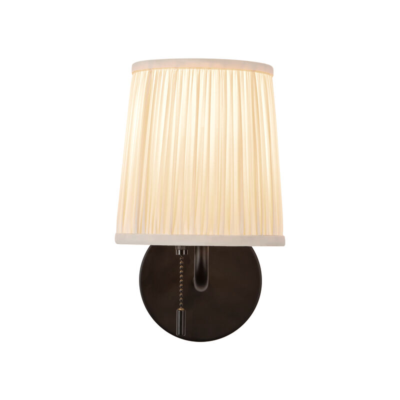 Scout 10-in Damp-Rated Wall/Vanity Light with Patterned Pleated Linen Shade image number 4