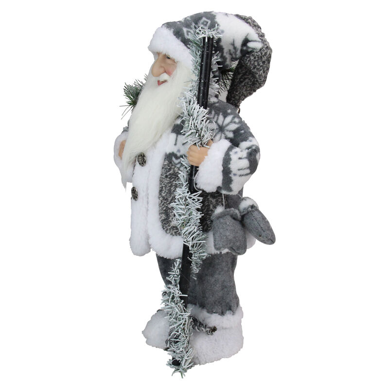 16" Gray and White Country Santa Claus Christmas Figure