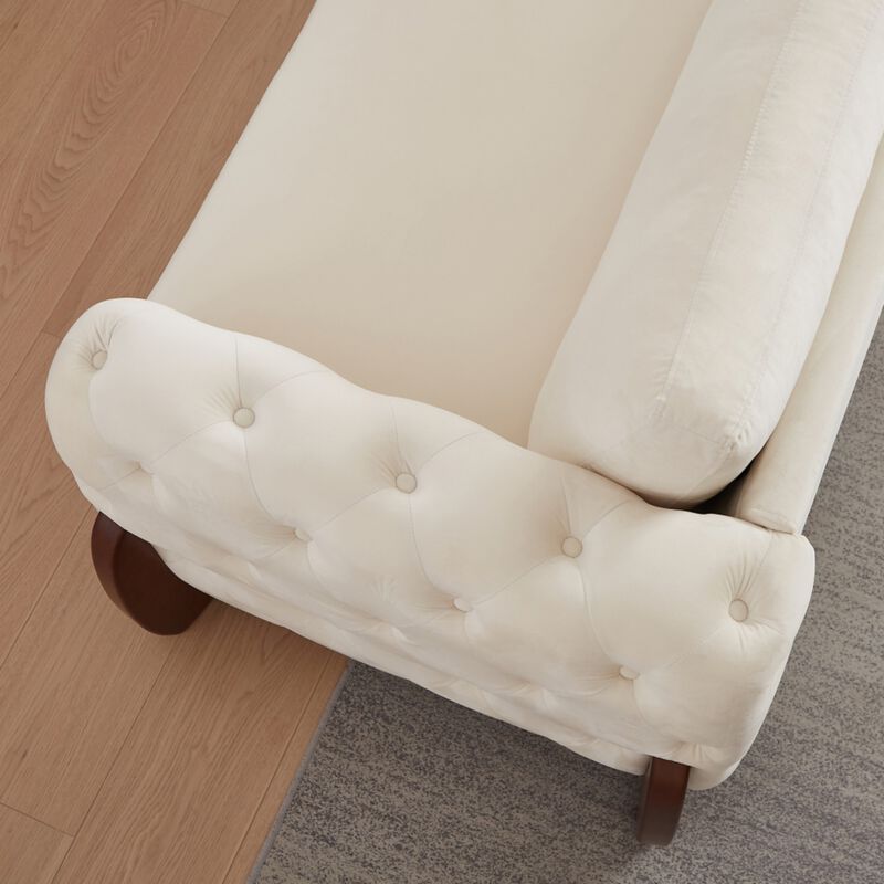 Rodcaf Mid‑Century Modern Button Tufted Velvet 3‑Seat Sofa image number 6