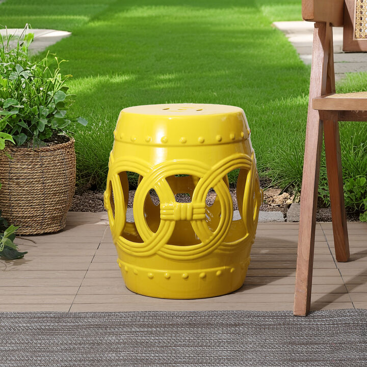 Lucky Coins Chinese Ceramic Drum Garden Stool