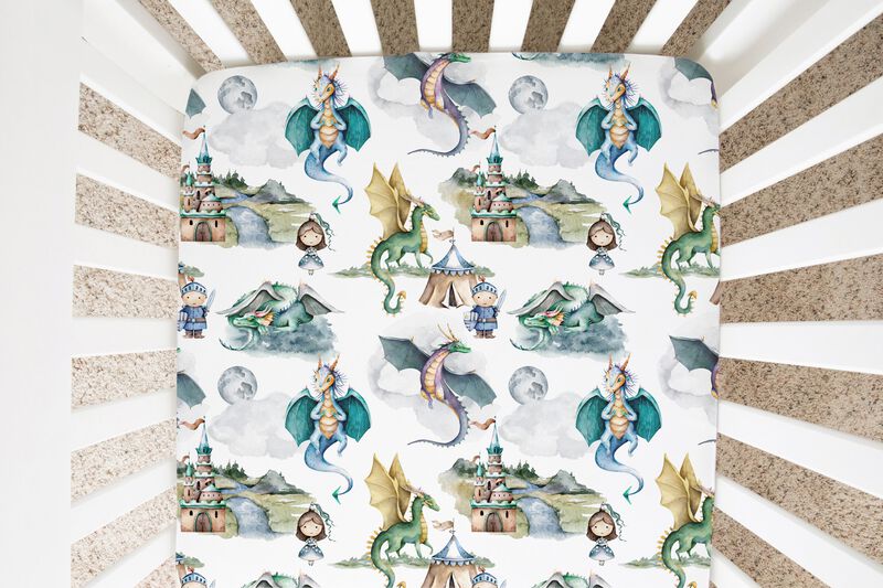 Super Soft Fitted Crib Sheet - Dragons & Knights