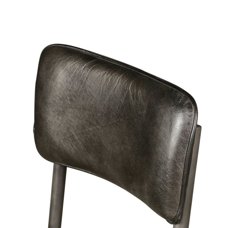 World Interiors William Dining Chair in Ebony Leather and Iron image number 4