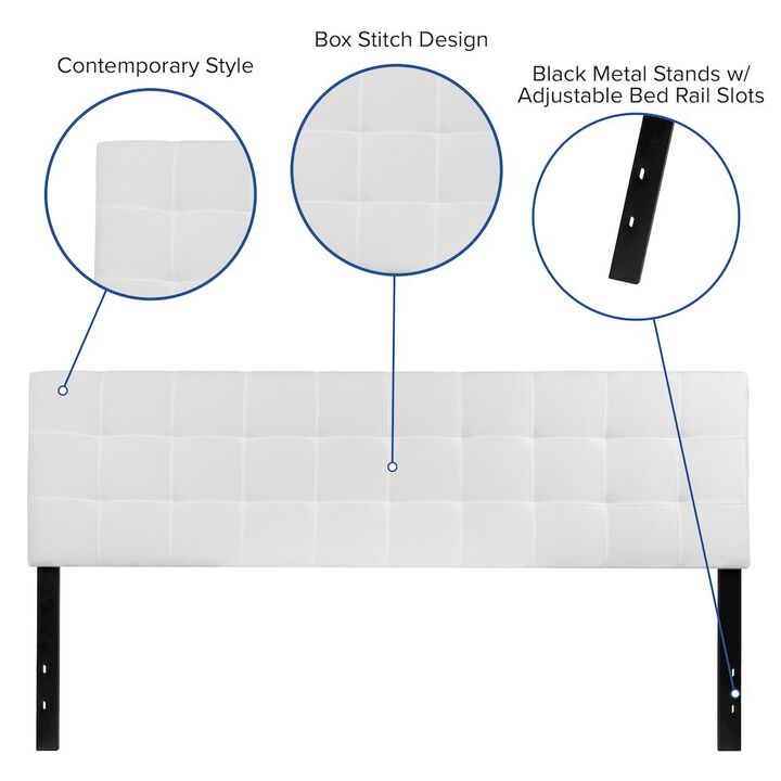 Flash Furniture Tufted Upholstered King Size Headboard in White Fabric