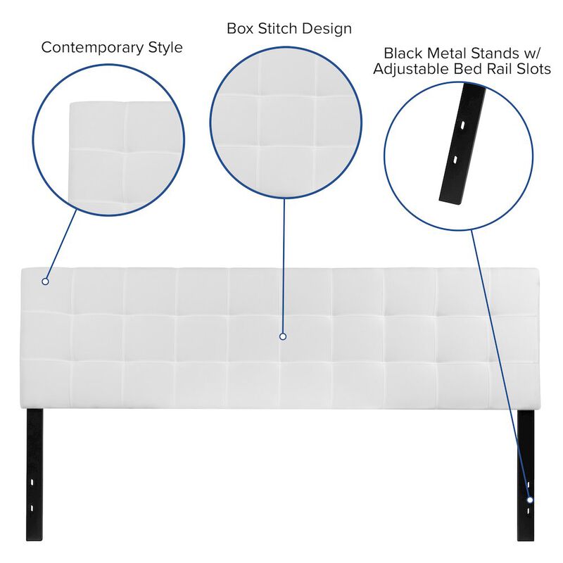 Flash Furniture Tufted Upholstered King Size Headboard in White Fabric image number 1