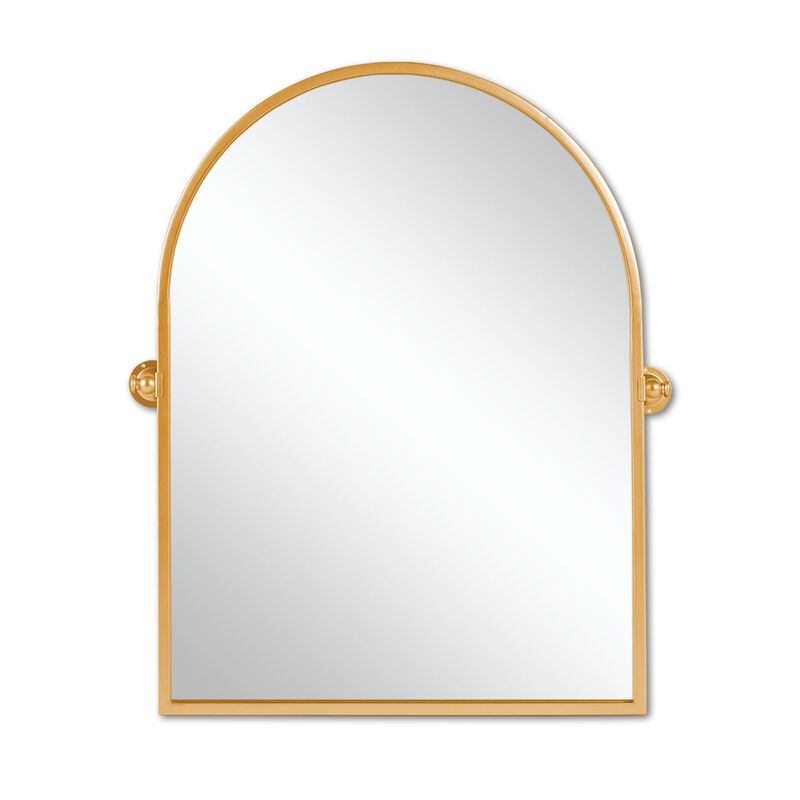 HomeRoots 36" Gold Metal Arch Tilting Framed Accent Mirror image number 0