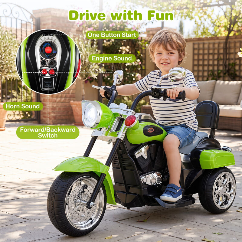 6V Toddler Electric Ride-On Bike with 3 Wheels, Horn and Front Headlight image number 5