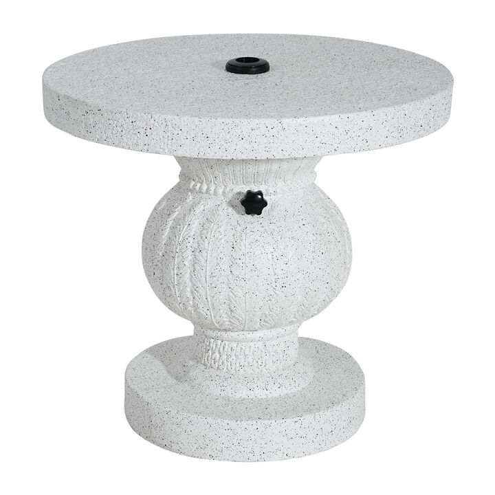 Christopher Knight Home Tela Patio Lightweight Concrete Side Table with Umbrella Hole and Sand-Filling Design
