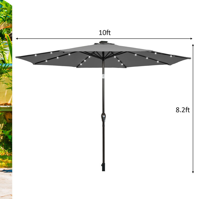 Solar Light Patio Umbrella &ndash; Outdoor Sun Shade with LED Illumination