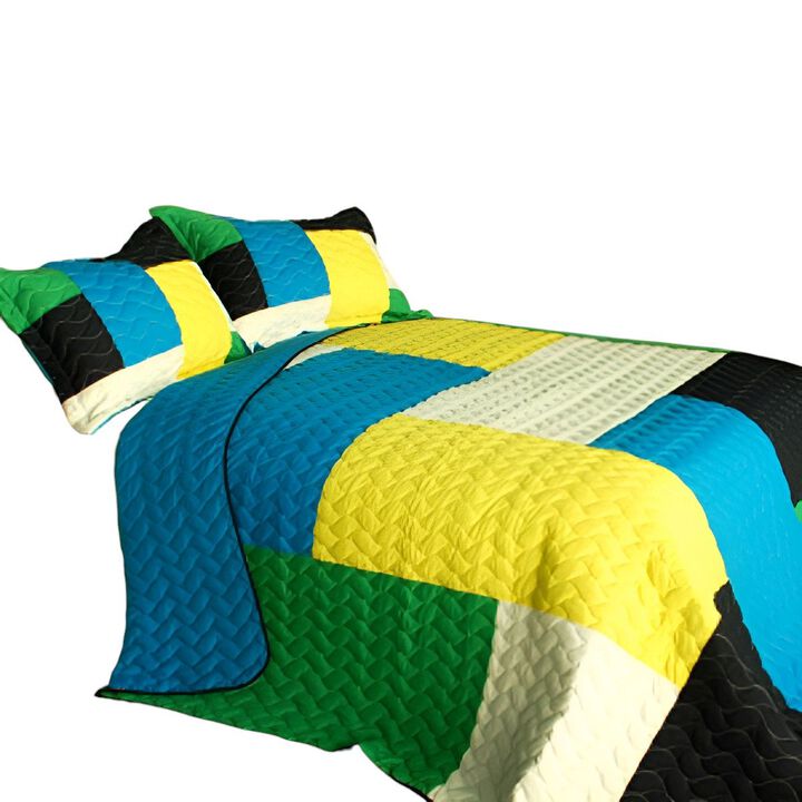 3 Piece Patchwork Quilted Quilt Set Queen Size Lightweight Home Bedding Set
