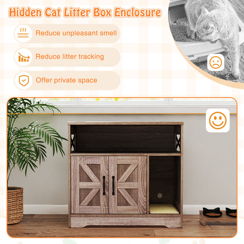 Modern Cat Litter Box Enclosure Hidden Cat Washroom Furniture with Storage Washroom Cabinet