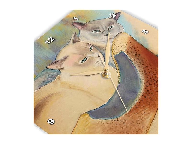Cats Two Tonkinese Cuddling Wall Clock 10 Inch Home Decor image number 3