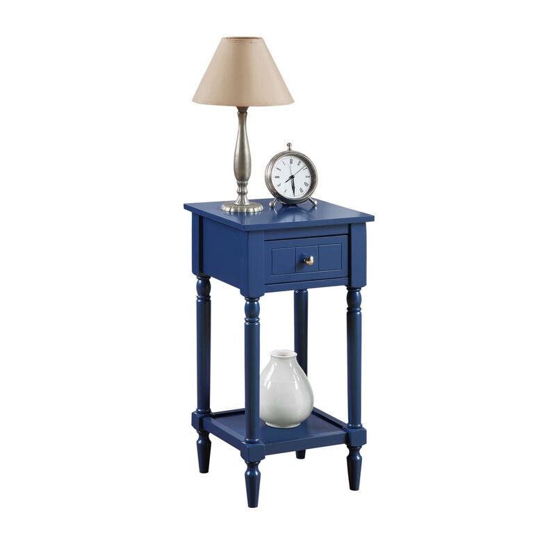 Convenience Concepts French Country Khloe 1 Drawer Accent Table with Shelf, Cobalt Blue