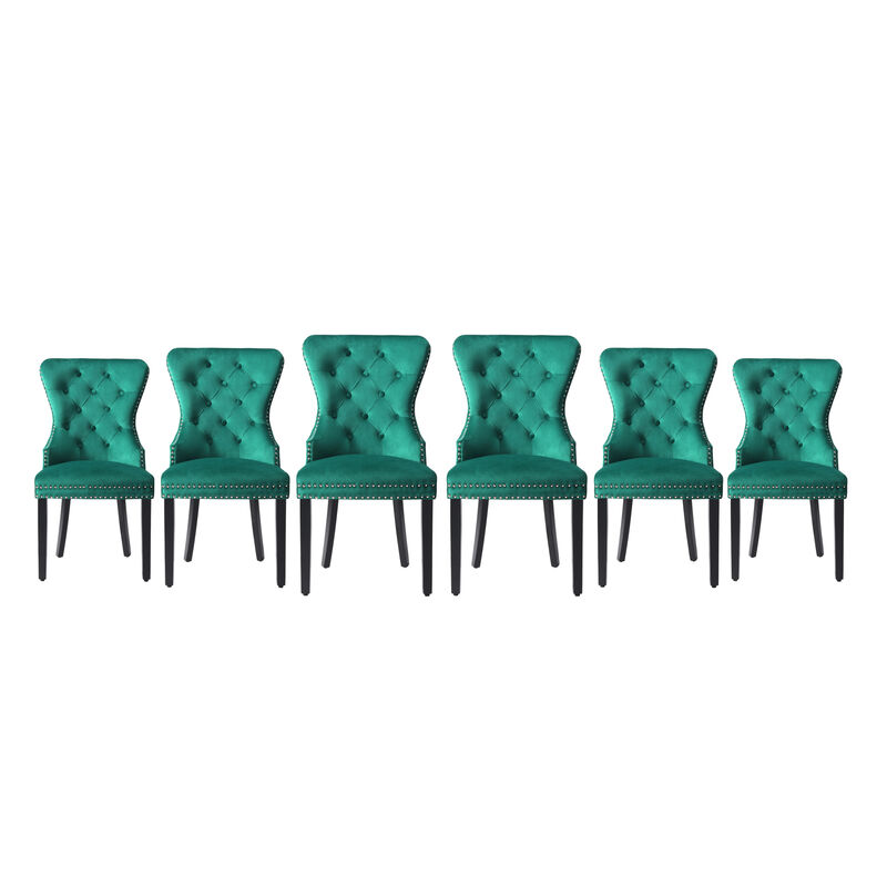 WestinTrends Velvet Upholstered Tufted Dining Chairs (Set of 6)