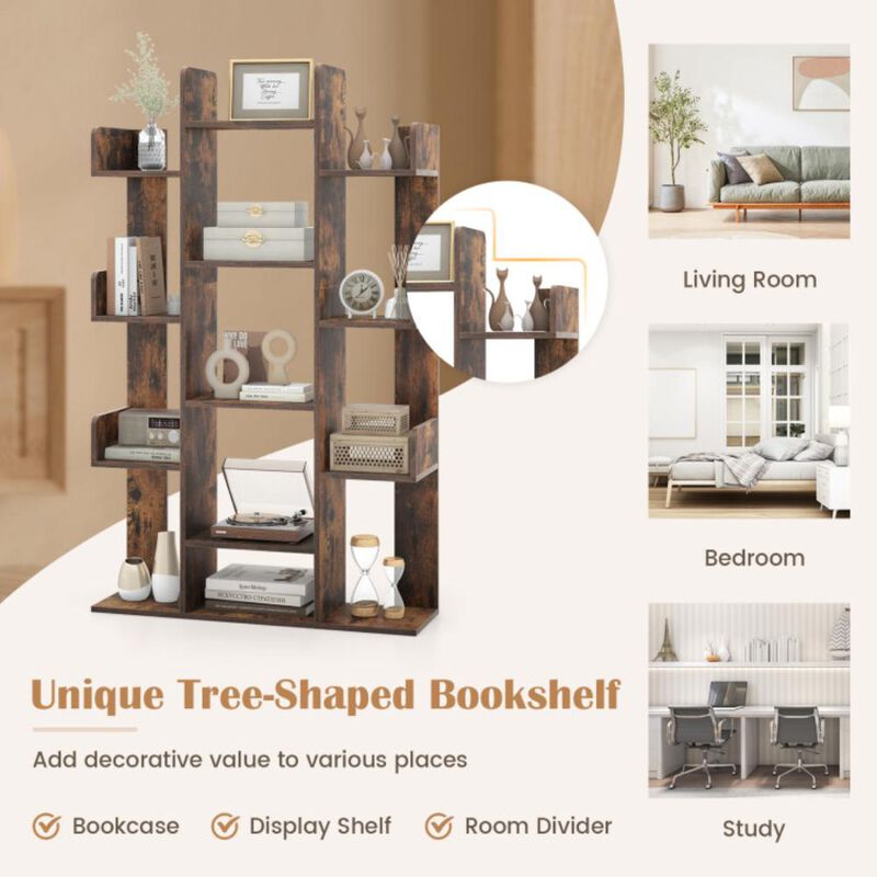 Hivvago Tree-Shaped Bookshelf with 13 Compartments for Home Office