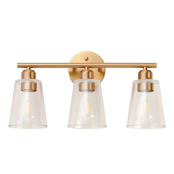 Vanity Light with Tapered Clear Glass Shade and For Hallway or Bathroom