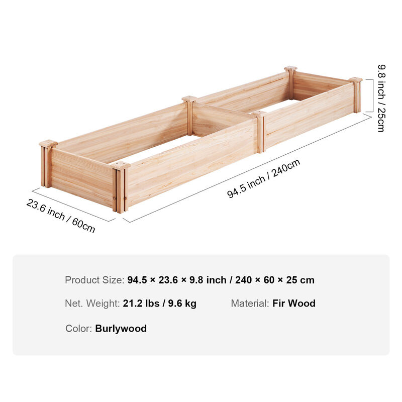 Wooden Raised Garden Bed for Vegetables, Herbs, and Flowers in Backyard or Patio
