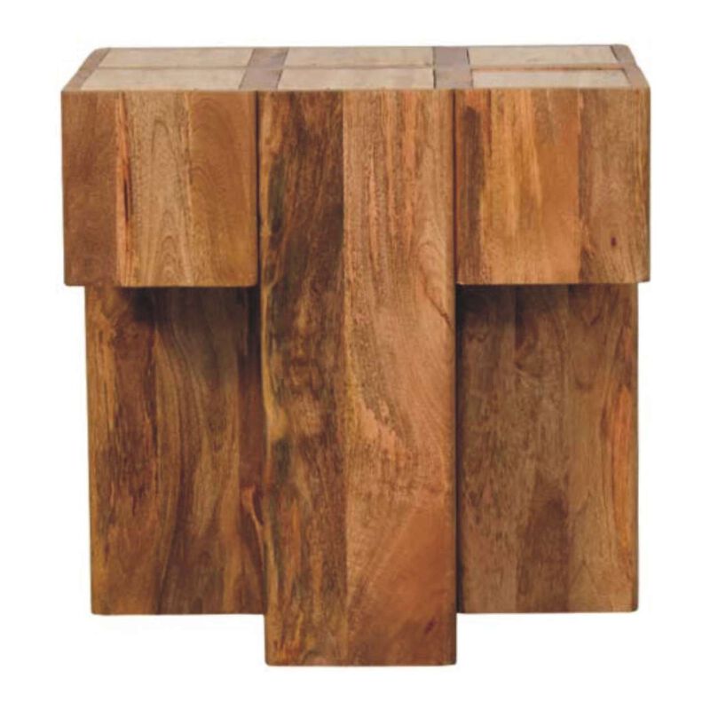 Artisan Furniture Solid Wood Travertine Top Block Side Table image number 0