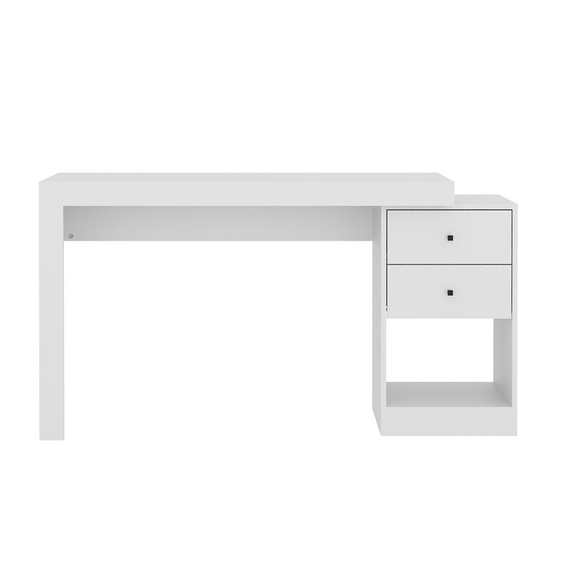 HomeRoots 58" White Wood Pedestal Writing Desk With Two Drawers image number 0